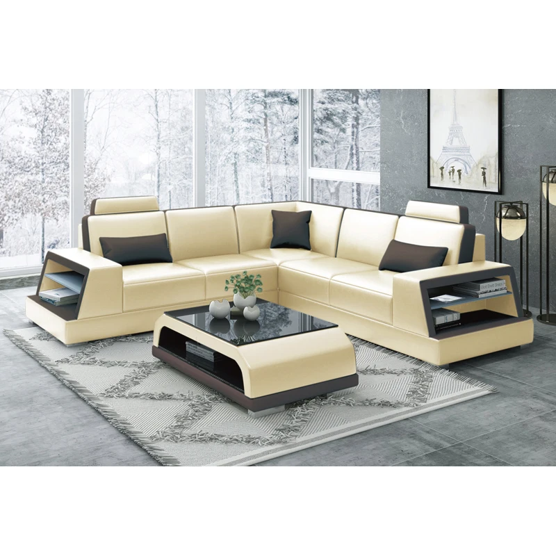 Стильные секционные диваны набор диванов из натуральной кожи на 5 мест мебель для