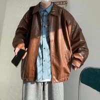 blackbrown leather jacket mens fashion casual oversized motorcycle jackets mens streetwear loose hip hop bomber jacket men