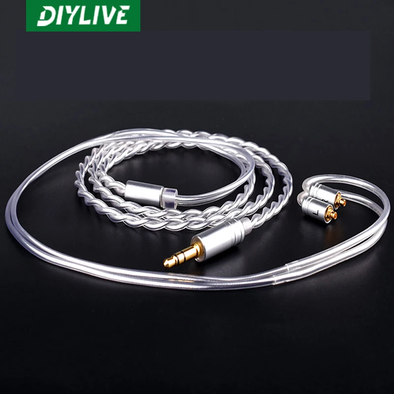 DIYLIVE Silver-plated 2-strand 4-core headphone shielded upgrade cable SE IE IM 0.78 Series 3.5 cable audio cable