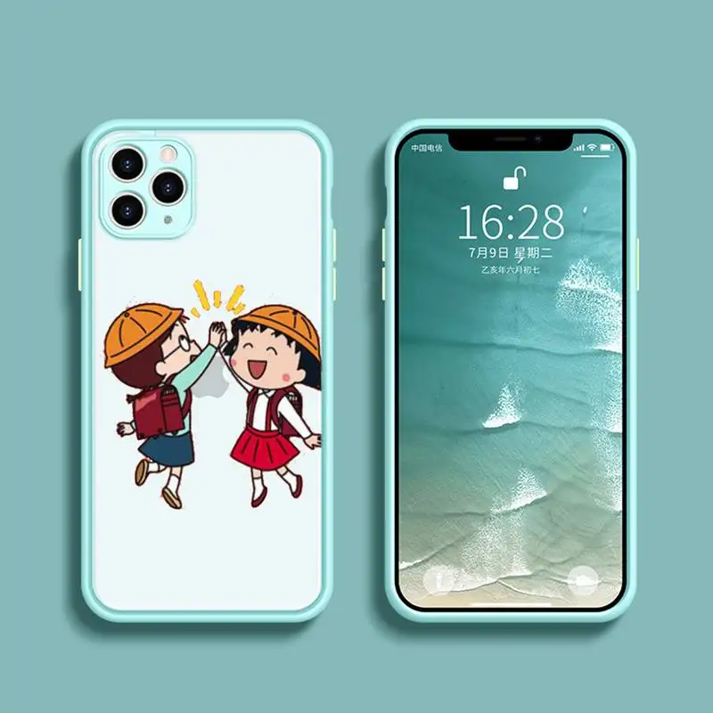 

Cute Cartoon Chibi Maruko Phone Case Transparent Matte For IPhone 7 8 11 12 S Mini Pro X XS XR MAX Plus Cover Shell