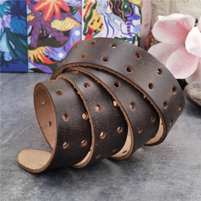 

38MM Double Pin Tongue Leather Belt Without Buckle Ceinture Men's belt without buckle Leather Belt For Men Waist Belt SP68