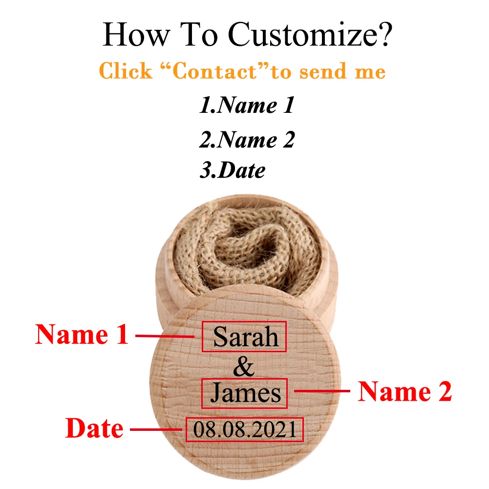 

Customized Personalized Rustic Wedding Wood Ring Box Holder Custom Bride Groom Name Date Bearer Box Engagement Anniversary Gifts