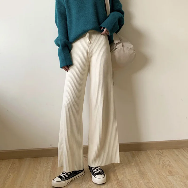 

Women's fashion~2021 new style air-conditioned pants loose and versatile knitted wide-leg casual pants women