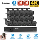 Система видеонаблюдения H.265, наружная камера безопасности, 16 каналов, POE, 8 Мп, NVR, 4K, запись звука, Набор цилиндрических IP-камер