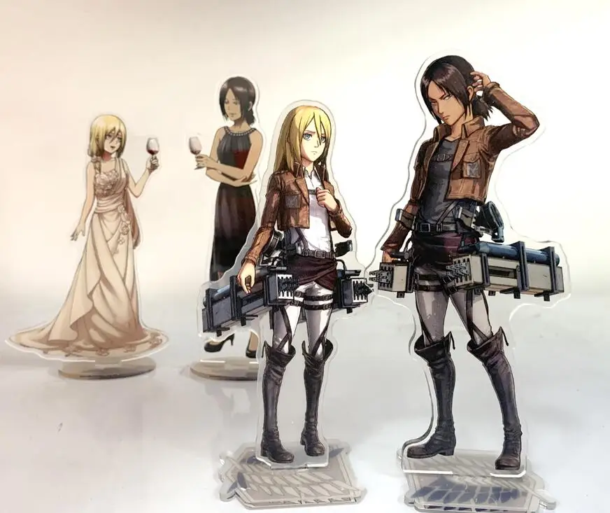 

Лидер продаж, аниме Атака Титанов, Эрен йер, Mikasa Ackerman, модель Фигурка на акриловой подставке, настольное украшение, рождественский подарок