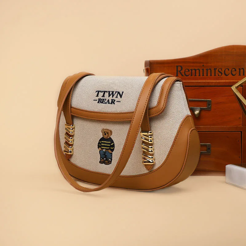 

Shoulder bag women Saddle bag women's counters spring and summer new trend large-capacity contrast canvas bag