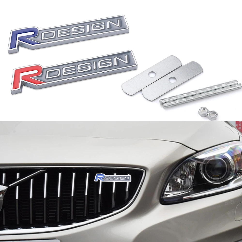 Car Styling 3D Rdesign Badge Front Grille Metal Alloy Decorative Body Rear Trunk Sticker For VOLVO S60 V60 S80 XC60 XC90 XC70 T6 |