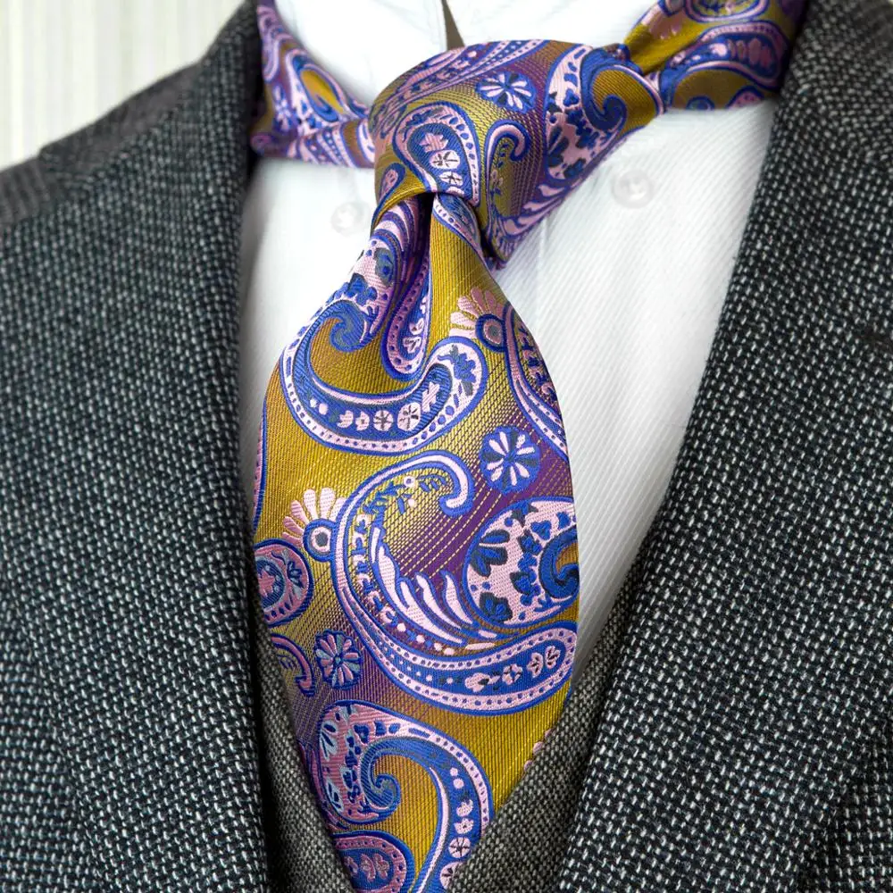 Фиолетовый Лавандовый Оранжевый Синий Красный Пейсли мужские галстуки Галстуки