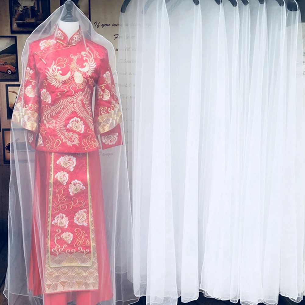 

Double-sided Transparent Tulle Voile Wedding Bridal Dress Dust Cover with Side-zipper for Home Wardrobe Gown Storage Bag