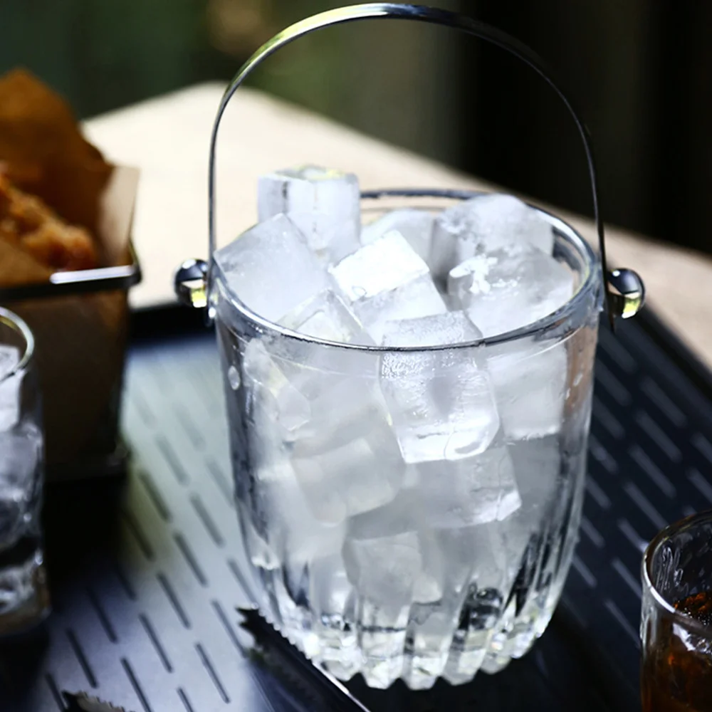 

1Set Creative Glass Ice Bucket Bar Ice Container Glass Ice Container Transparent