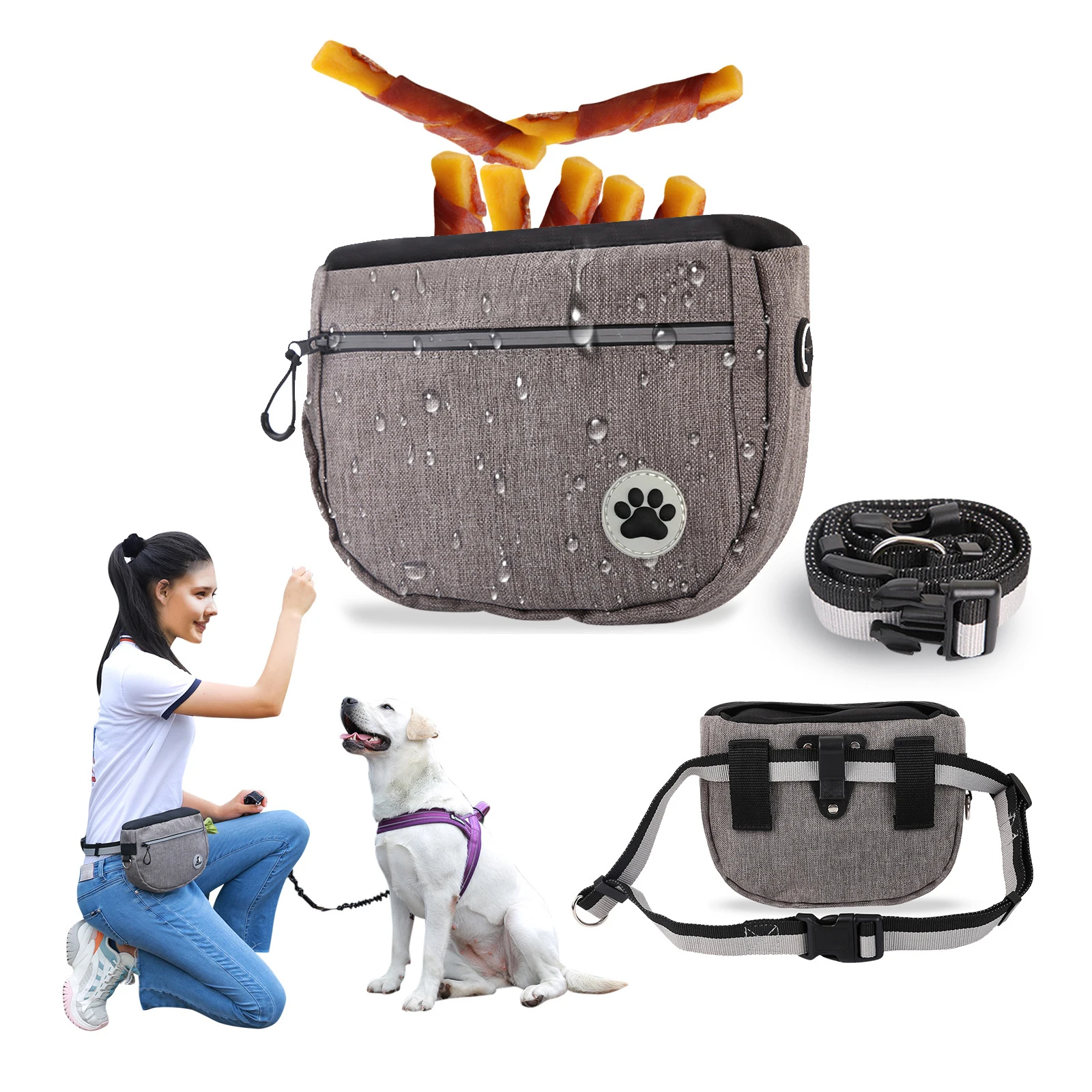 

Portable Dog Training Bag Travel Pouch Treating Holder Food Reward Waist Bag