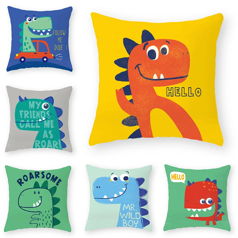 

Наволочка с принтом динозавра, 45x45 см