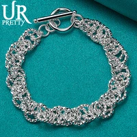 urpretty 925 sterling silve round ring chain bracelet for women wedding engagement charm jewelry