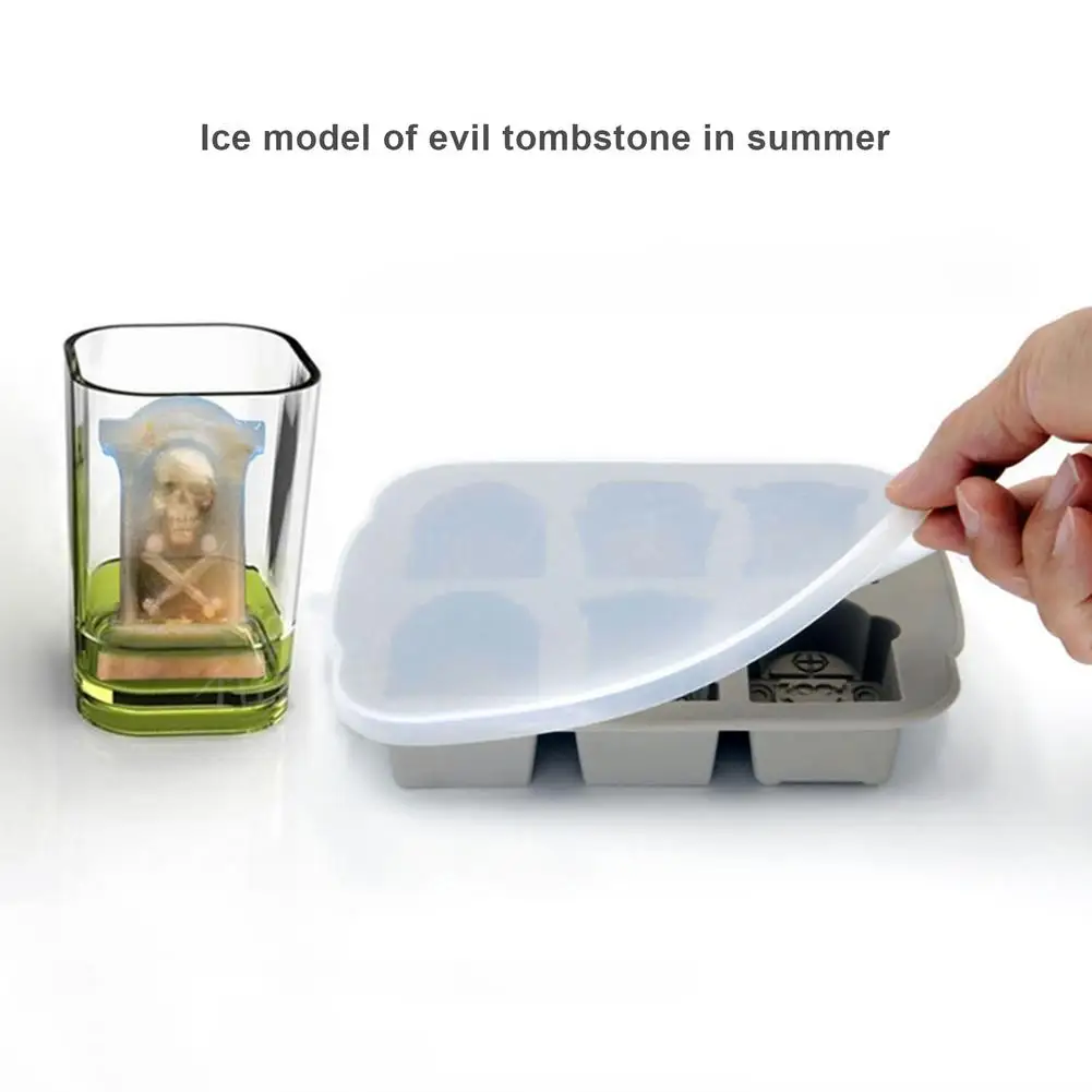 

Hot Selling Halloween Gravestone Silicone Mold Tombstone Cake Fondant Mould Horror Evil Tombstone Ice Mold For Ice Chocolate