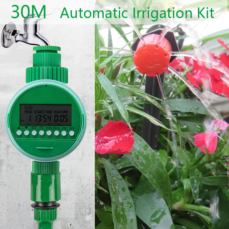 

30m Garden DIY Automatic Watering Micro Drip Irrigation System Garden Self Watering Kits with Adjustable Dripper