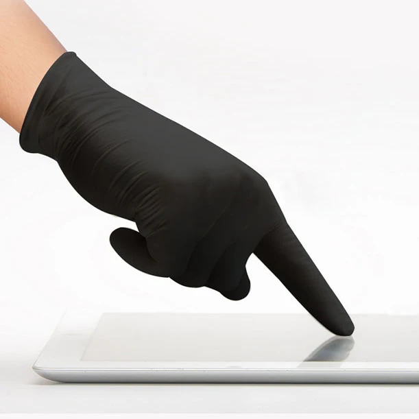 100 шт. черные нитриловые одноразовые перчатки противоскользящая кислота и щелочь