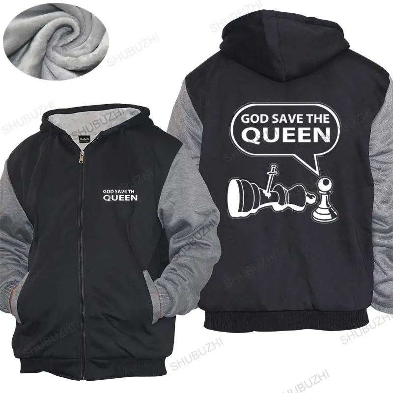 

Cotton warm coat Men winter zipper Tops God Save The Queen - Chess Chess Piece Chess Board thick hoody Bigger Size Homme