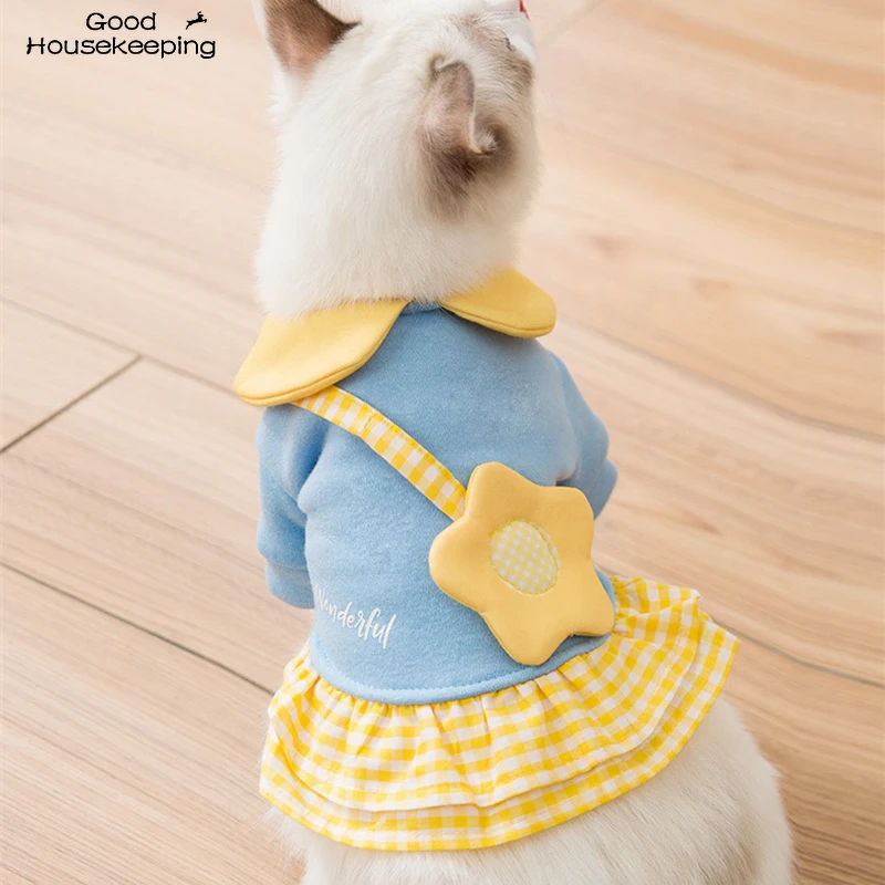 Sweet Cat Dog Dress Pet Clothes Girl Princess Party Clothing Cute Sweatshirts with Bag Wedding | Дом и сад