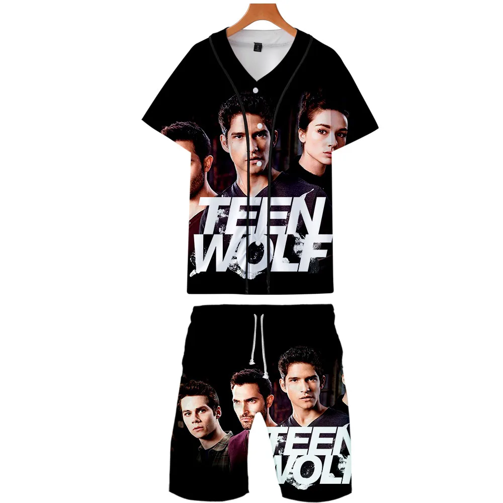 Новинка комплект из двух предметов с 3D принтом волка летняя Бейсбольная Футболка