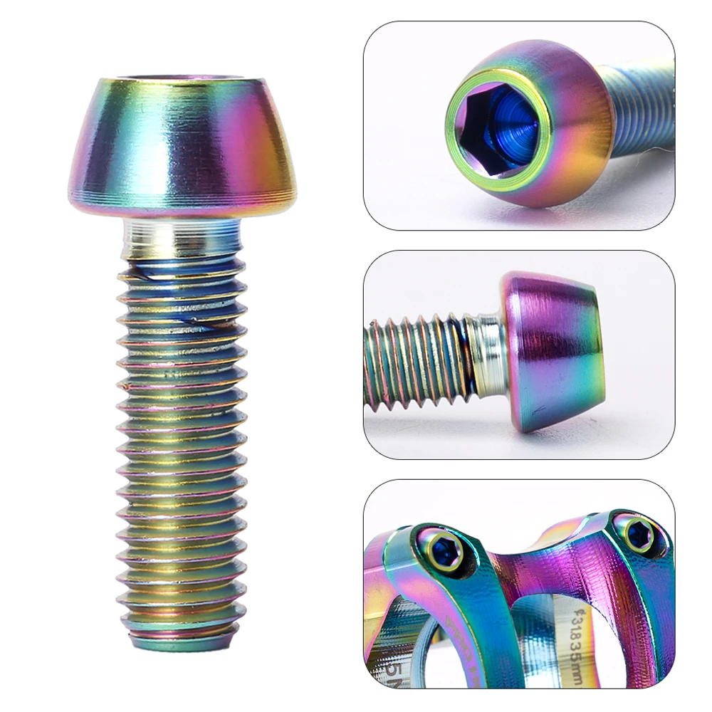 

TANKE 6pcs Titanium Alloy Handlebar Stem Fixing Bolts M5x16 bicycle handle Screws Road Mountain Bike stem bolts cycling accessor