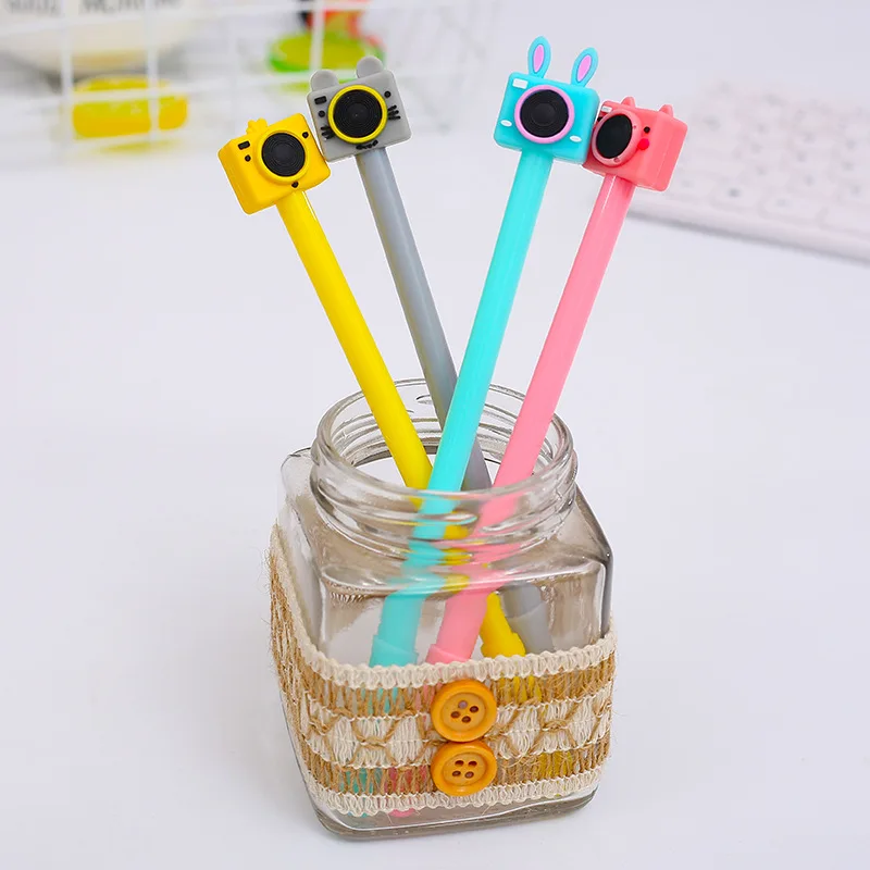 

30pcs Cartoon Camera Modeling Neutral Pen Creative Student Stationery Lovely Water Pen Black Office Signature Pen Gel Pens
