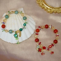 2021 new female natal year red stone bracelets transfer clover bracelet for women friendship present for girl jewelry