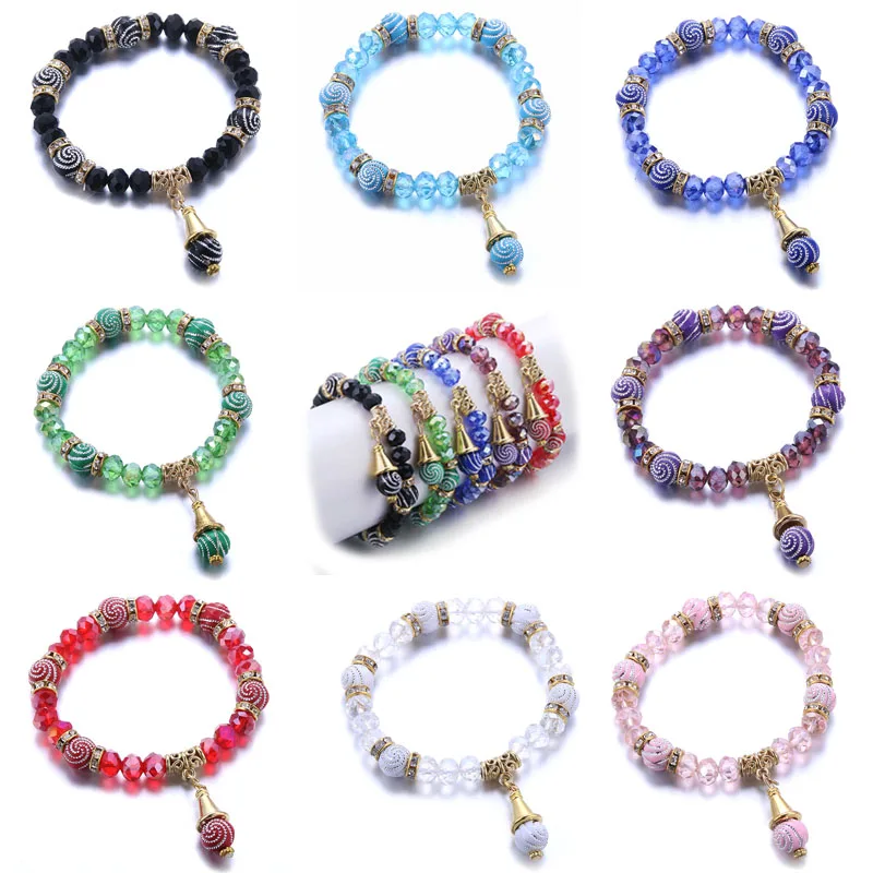 Модный браслет с бисером в стиле ретро Элегантный изящный бохо браслеты кулоном