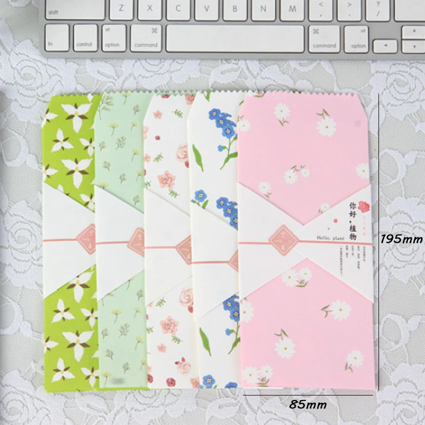 

5pcs/lot Hello Plant Paper Envelope Greeting Card Cover Storage Bag Office School Supplies
