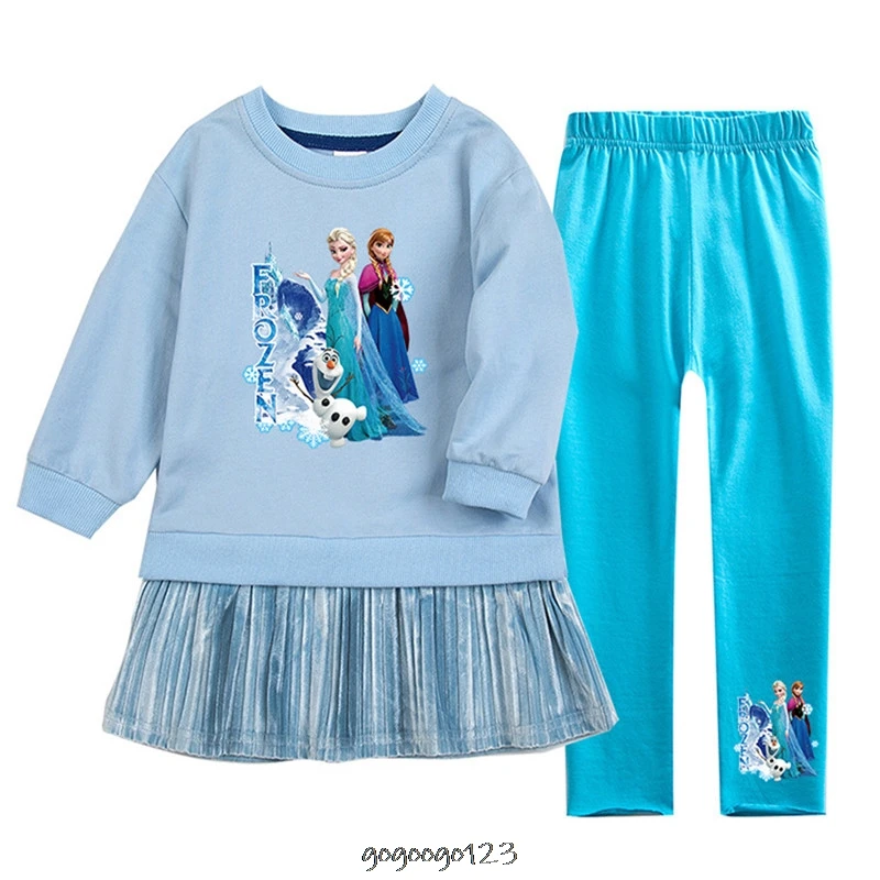 Комплект из 2 предметов хлопковый топ и штаны для девочек Принцесса Диснея Эльза