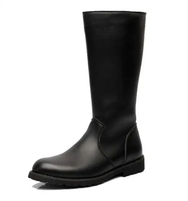 black Модные мужские мотоциклетные ботинки; крутые армейские мужские ботинки с черепами; мужские байкерские ботинки в стиле панк, готика; кожаная мужская обувь; высокие повседневные ботинки - Цвет: black