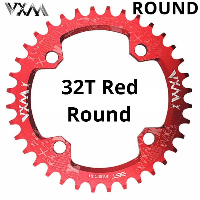 VXM круглая и овальная узкая широкая цепь MTB горный велосипед 104BCD 30T 32T 34T 36T 38T шатун зубная пластина части 104 BCD - Цвет: 32T Red Round