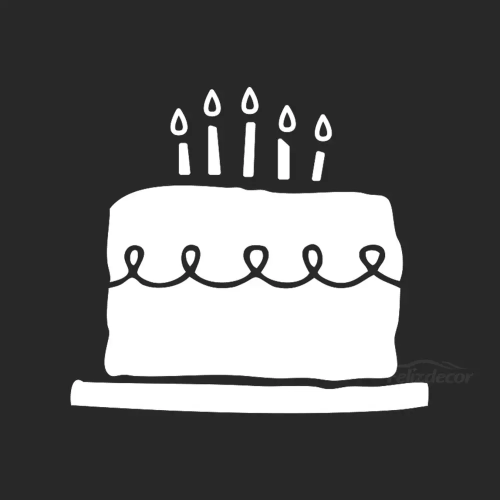Birthday Cake Vinyl Window Car Decal Stickers Rear windshield Art Decor White Black ZP0358 | Автомобили и мотоциклы
