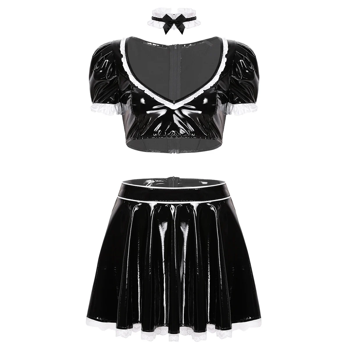 

Maids Cosplay Exotic Costumes Women Clubwear Miniskirt Outfit Sexy Latex French Maid Servant Babydoll Uniforms Sissy Fancy Dress