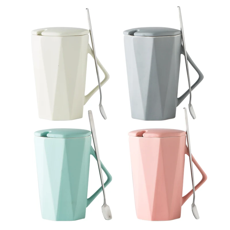 

Cute Travel Coffee Luxury Mug Ceramic Set Espresso Lid Spoon Nordic Style Mug Personalized Tazas Divertidas Drinkware EA60MK