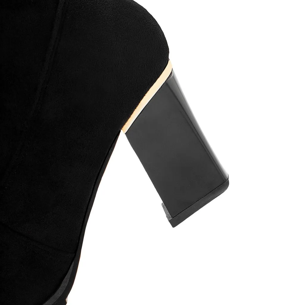 Женские черные пикантные Сапоги выше колена замшевые ботильоны с боковой
