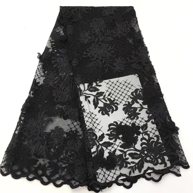 

Pure White High Quality Lace Fabric Beautiful Flowers 3D Embroidery Voile Lace Mesh Polyester Fabric For Daily Dress New Pattern