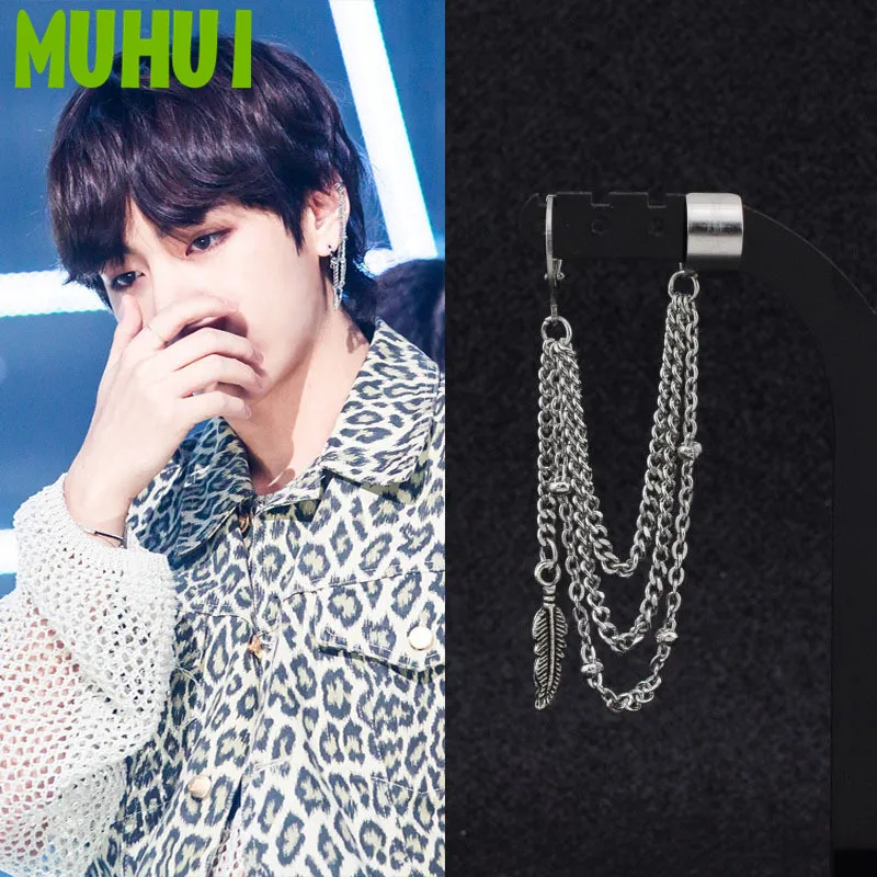 Серьги кисточки из нержавеющей стали в стиле хип хоп с V образным вырезом и