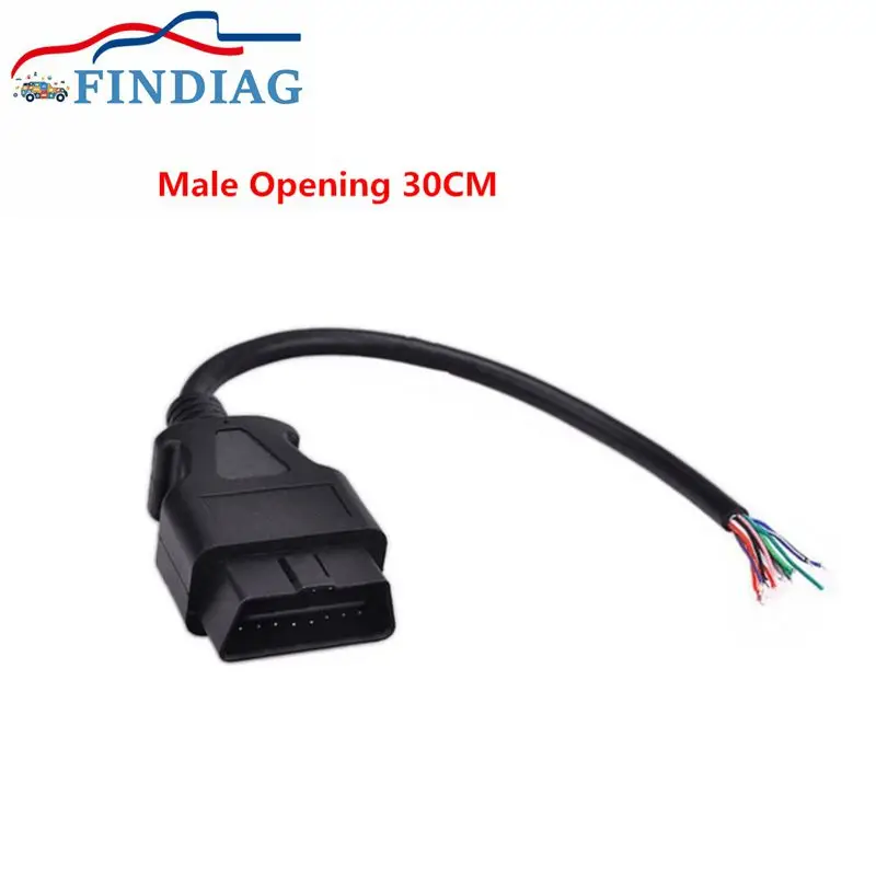 

30CM High-quality OBD2 II 16 Pin Male Extension Connector To Open Plug Wire Diagnostic Cable