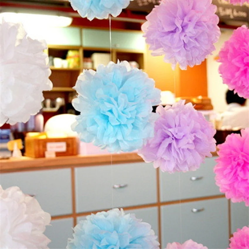 15/20 см китайская бумага Pom Poms бумажные цветы шары помпон для дома сада Свадьба
