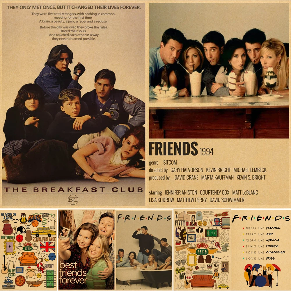 

Friends Tv Show Poster Vintage Cartoon Kraft Paper High Quality Home Best Friends Art Print Wall Stickers Decoration Painting
