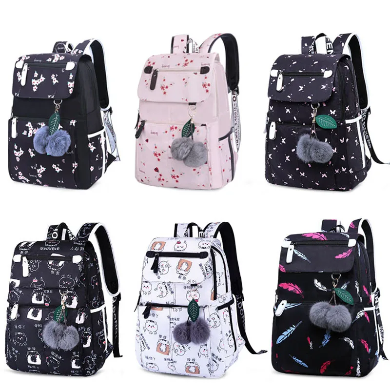 35L Nylon Backpack New Fashion Women Backpack Flower Schoolbags for Teenage Girls Women Shoulder Bags Rucksacks Scoolbag Mochila
