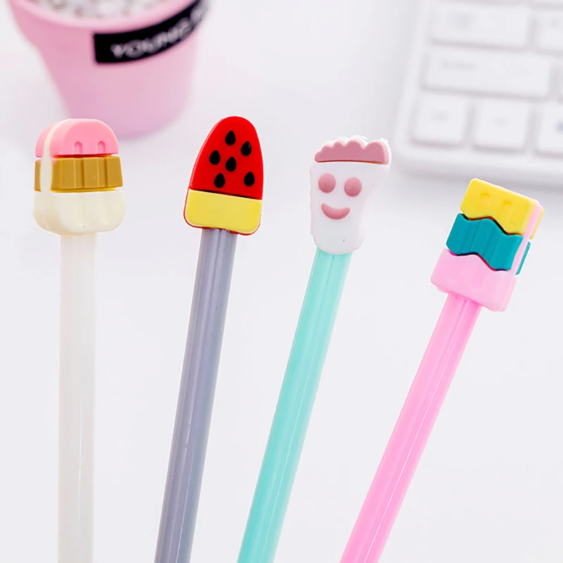 

24Pcs/Batch Japan Kawaii Pens Ice Cream Watermelon Cute Gel Pen Blue Ink Stationery Funny School Stuff Thing Kids Student Prize