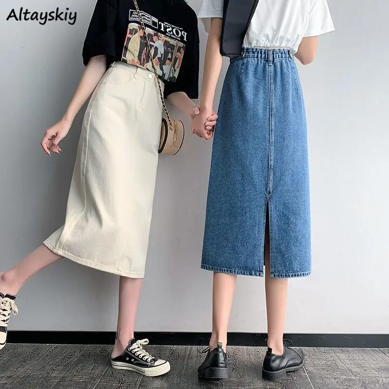 

Skirts Women Denim Leisure Fashion Daily Preppy Punk Style Simple Vintage Harajuku Female Clothes Empire Friends Comfortable New