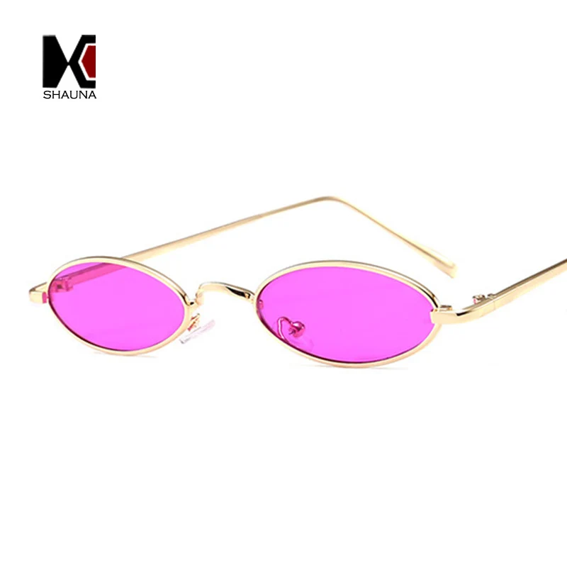 

SHAUNA Popular Candy Colors Women Small Oval Sunglasses Metal Frame Fashion Men Clear Purple Lens Shades UV400
