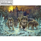 Алмазная 5D Вышивка сделай сам, алмазная живопись с волком, вышивка крестиком, мозаика, квадратноеКруглое алмазное украшение