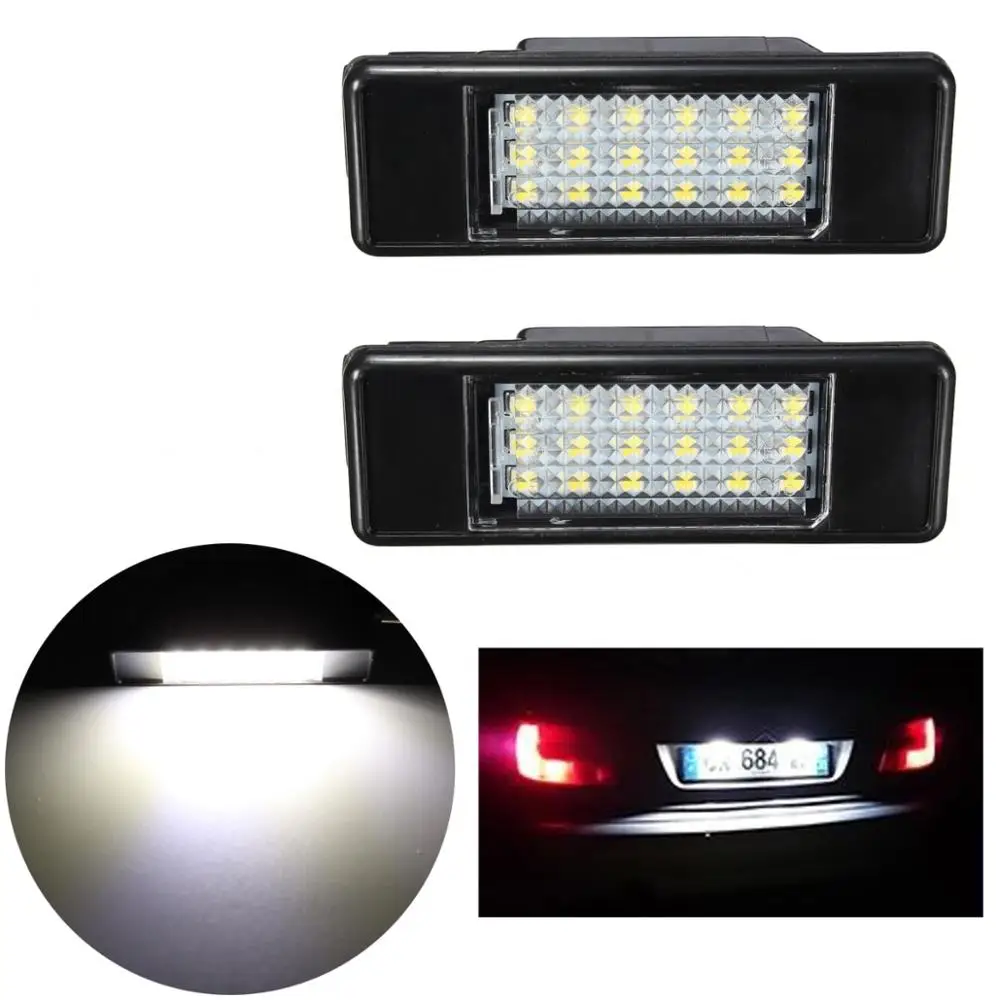 

2X Car Rear 18 LED SMD License Number Plate Light Lamp 6000K For Peugeot 106 207 307 308 For CITROEN C3 C4 C5 C6 C8