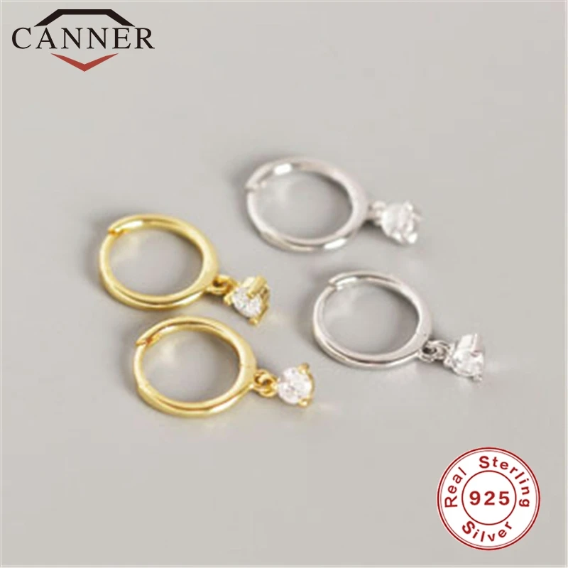 INS Style 925 Sterling Silver Charming Geometric Minimalist Zircon Hoop Earrings Moon/Shell Gold Round Jewelry | Украшения и