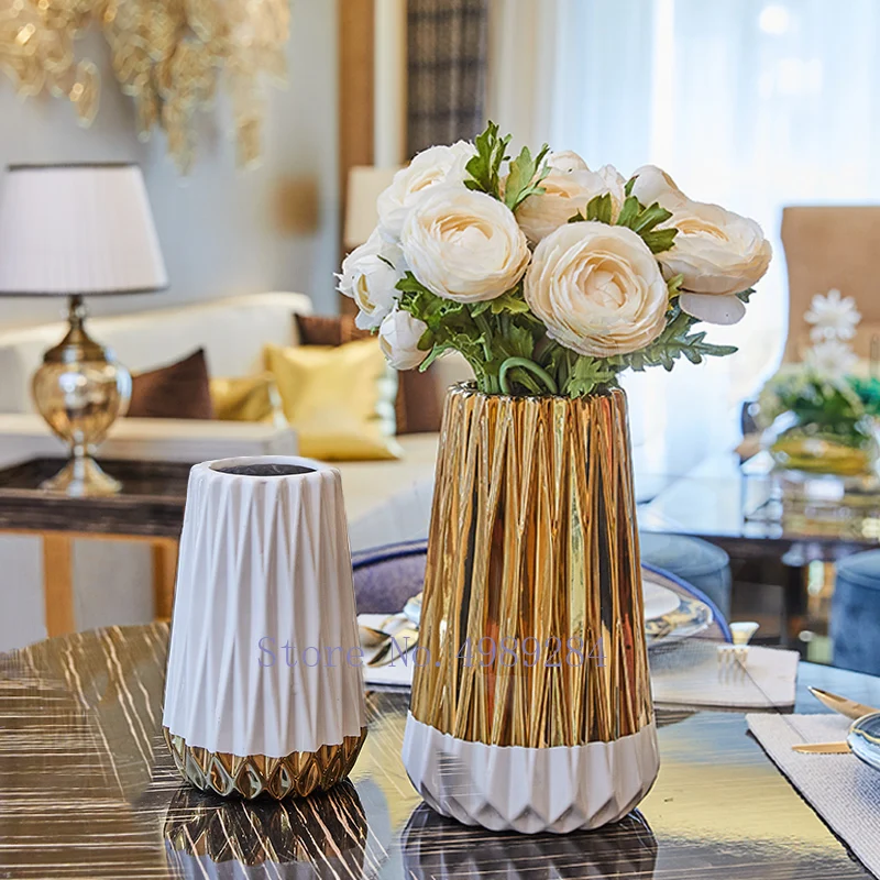 Скандинавская креативная керамическая ваза Золотая Цветочная композиция для