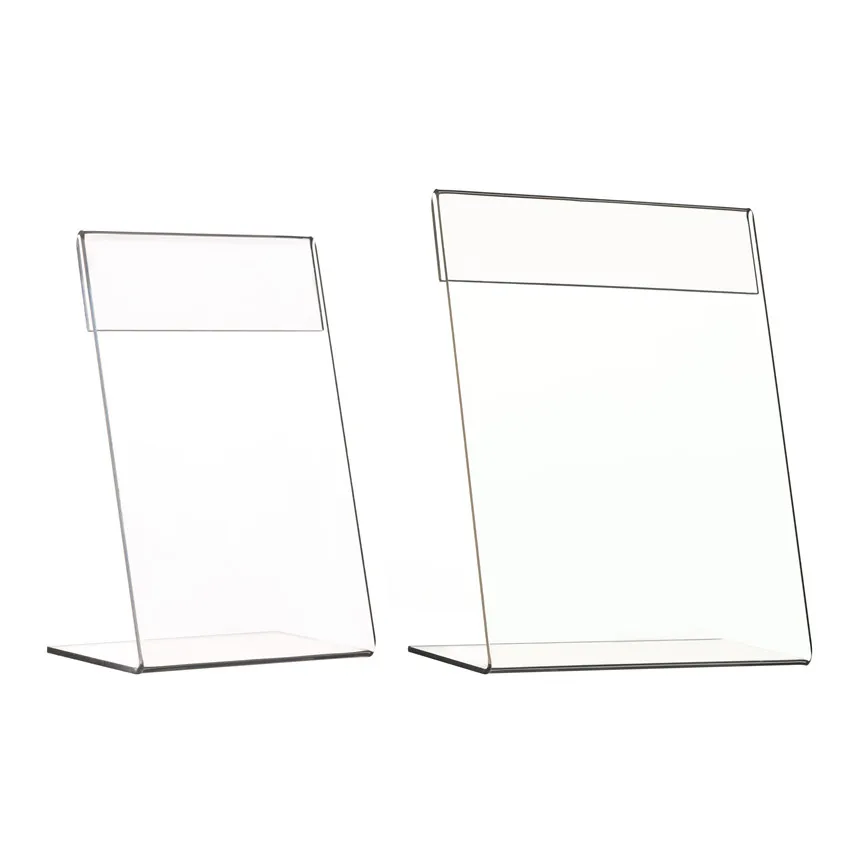 T2mm Clear Acrylic Plastic Sign Display L Stand Paper Promotion Card Table Label Holder Vertical 1Pack