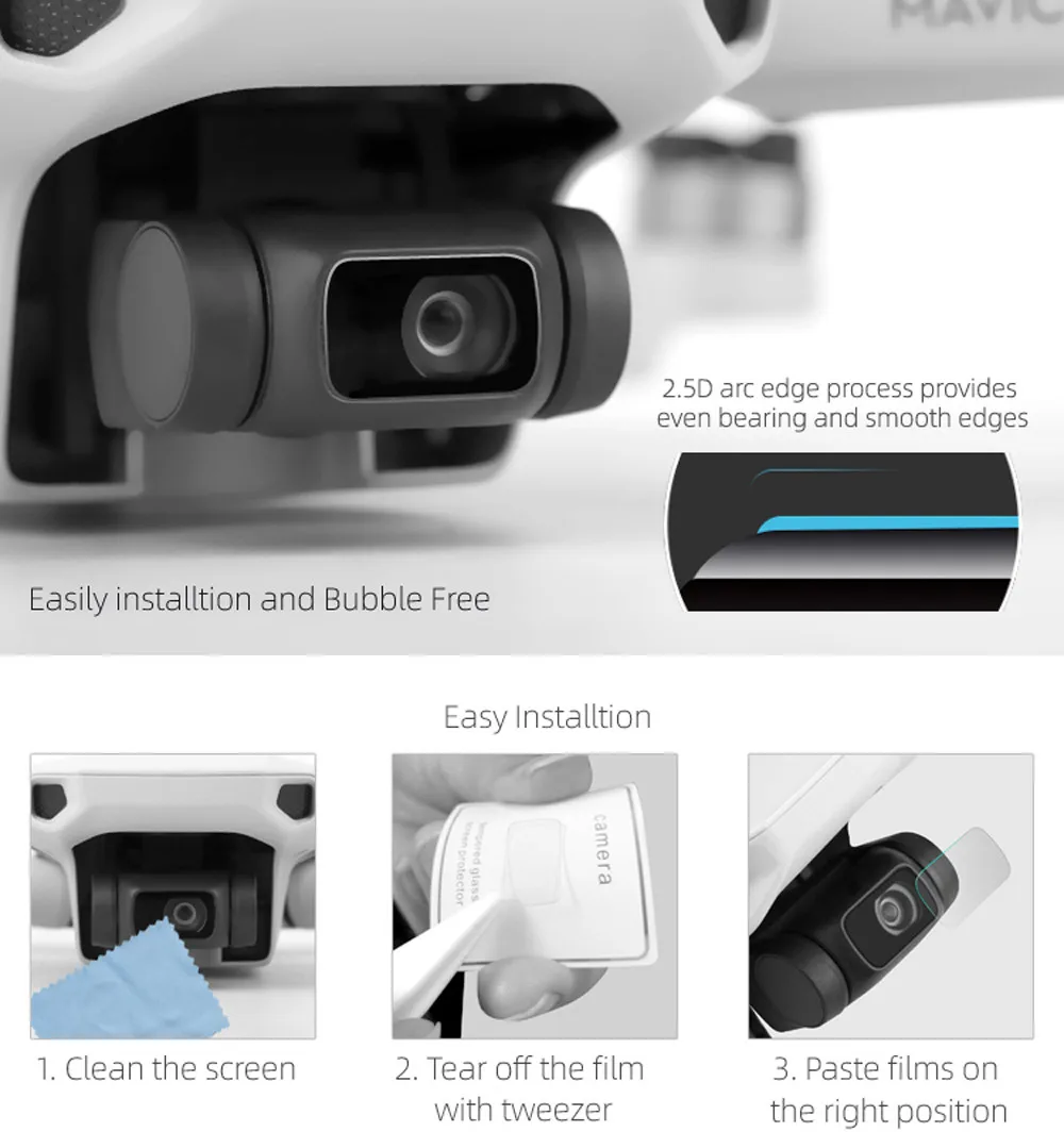 2 шт. Защитная пленка для объектива камеры 9H DJI Mavic Mini Drone|Наборы аксессуаров